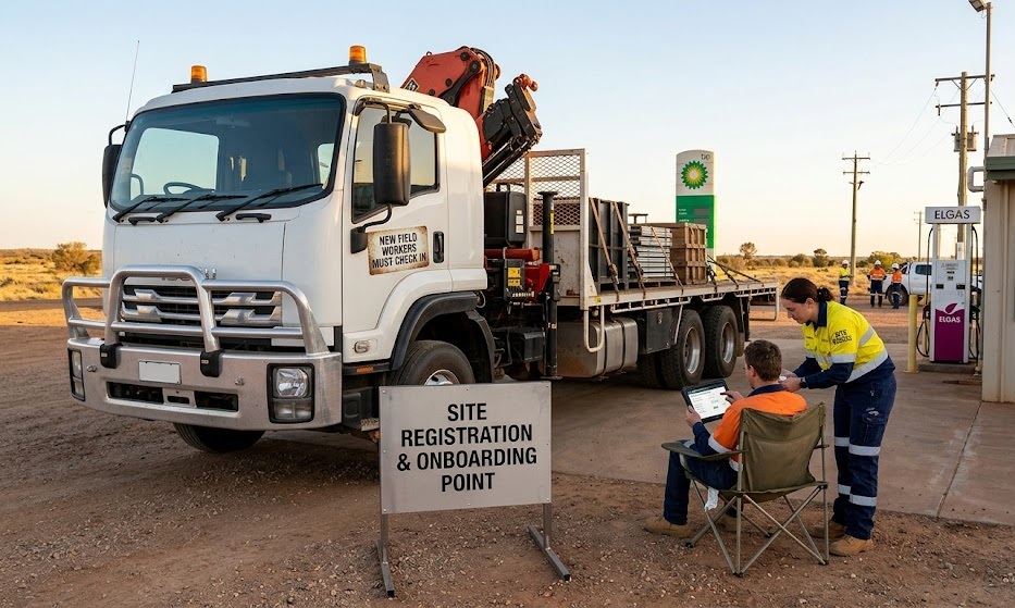 New worker being welcomed on a construction site by a site manager, ready to start work
