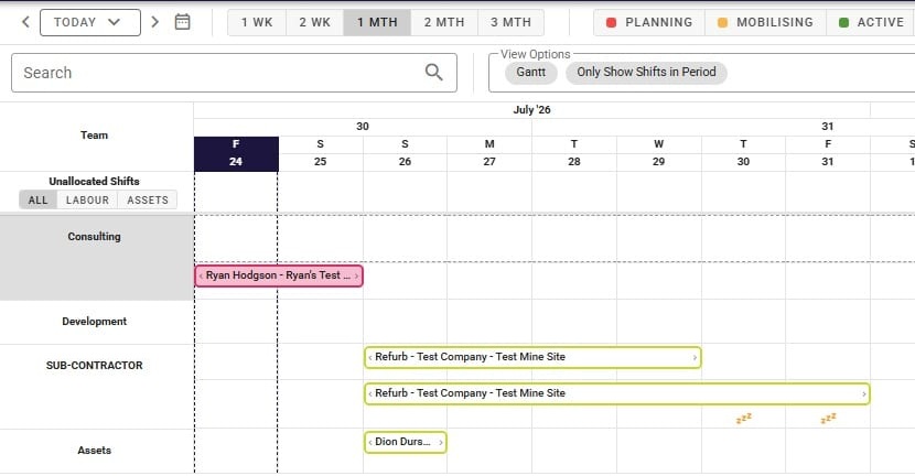 Humanz scheduler booking subcontractors alongside direct employees